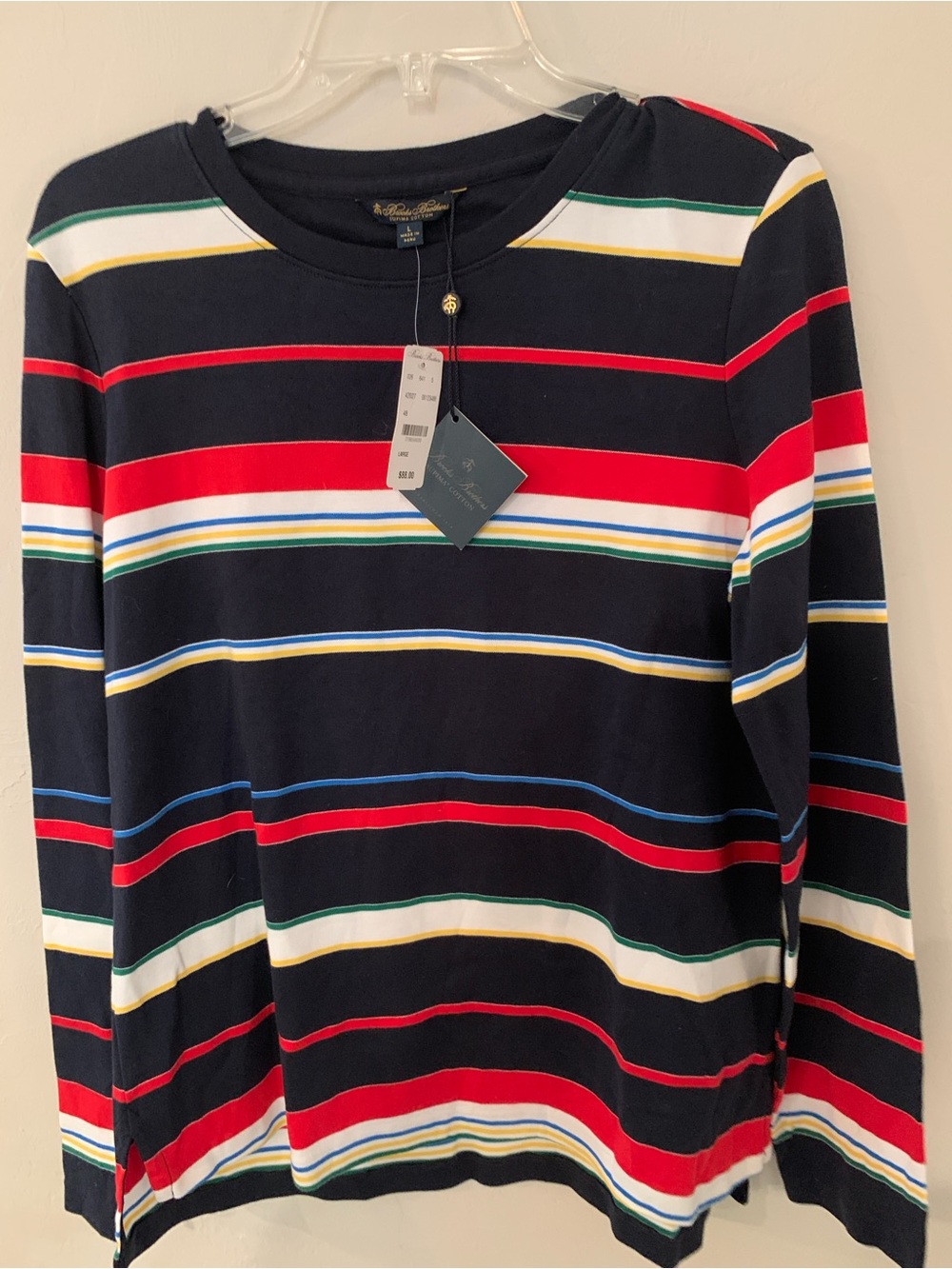 Brooks Brothers Woman Multi-Stripe Supima Pullover Sweater NWT L retail $88 - Picture 4 of 11